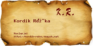 Kordik Réka névjegykártya